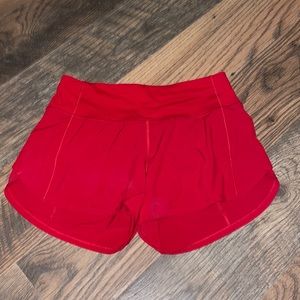 Red lululemon shorts